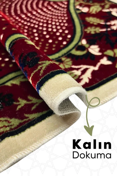Buhara Tekstil Mihrabiye Gül Dokuma Kalın Seccade - 2