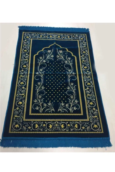 Dokumacı Kadife Namaz Seccadesi Lüx-mavi - 2