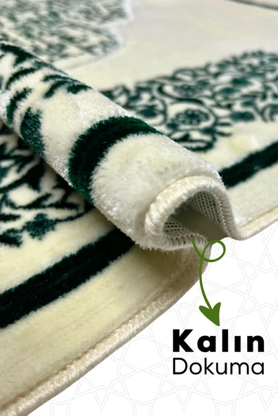 Buhara Tekstil Mihrap Koyu Yeşil Dokuma Kalın Seccade - 2