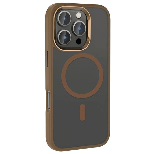 iPhone 16 Pro Max Kılıf M-safe Şarj Özellikli Parlak Kamera Çerçeveli Kost Kapak - Resim 3