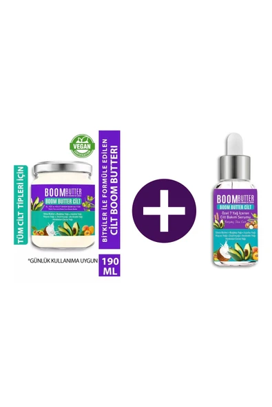 BOOM BUTTER Cilt Bakım Yağı 190 Ml+ Cilt Bakım Serumu 20 Ml