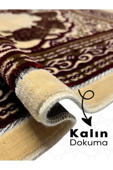 Buhara Tekstil Gül Motifli Altın Sarısı Kadife Seccade - 2