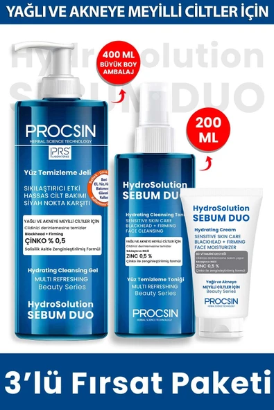 PROCSIN Hydrosolution Krem + Jel + Tonik Paketi