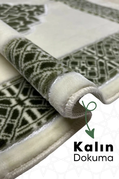 Buhara Tekstil Selçuk Motifli Yeşil Dokuma Kalın Seccade - 2