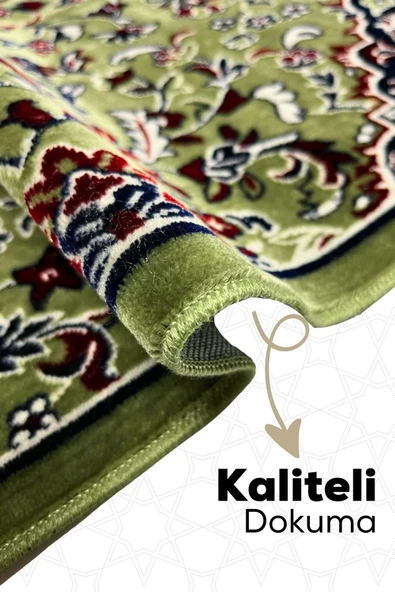 Buhara Tekstil Çiçek Bahçesi Dokuma 10 +2 Hediye Yeşil Seccade Seti - 3