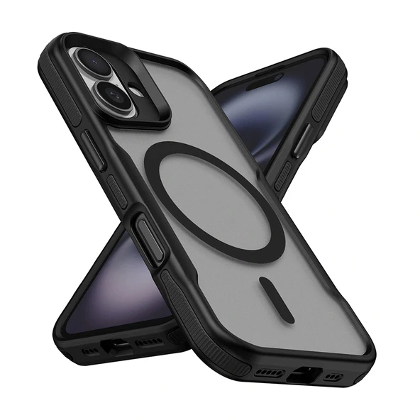 iPhone 16 Kılıf M-safe Şarj Özellikli Renkli Kenar Airbag Şeritli Lamer Kapak ürün görseli