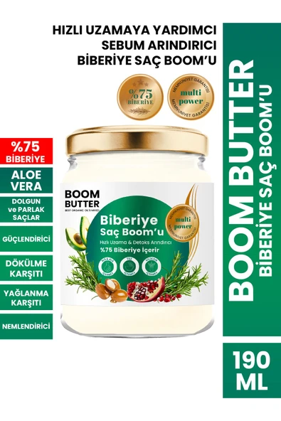 BOOM BUTTER Hızlı Uzama ve Detoks Arındırıcı %75 Biberiye Saç Bakım Boom'u 190 ML