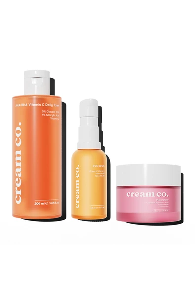 Cream Co. Aydınlatıcı Canlandırıcı Pürüzsüzleştirici Yenileyici Nemlendirici Leke Karşıtı Bakım Seti
