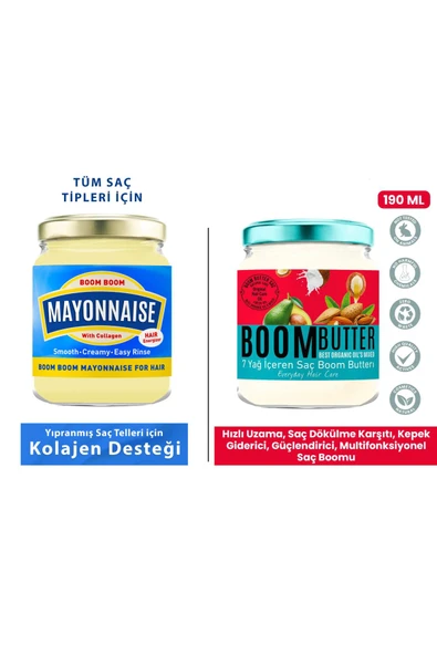 PROCSIN BOOM BUTTER 7 Yağ içeren Besleyici ve Nemlendirici Saç Bakım Yağı + Mayonnaise Besleyici Saç Maskesi