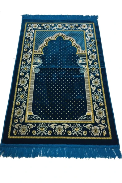 Dokumacı Kadife Namaz Seccadesi Lüx-mavi