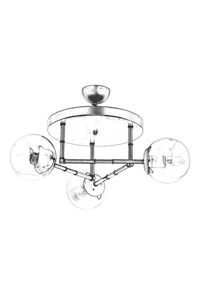 AVONNI AV-60327-3T-BSY Siyah Boyalı Modern Avize E27 Metal Cam 40cm - Resim 2