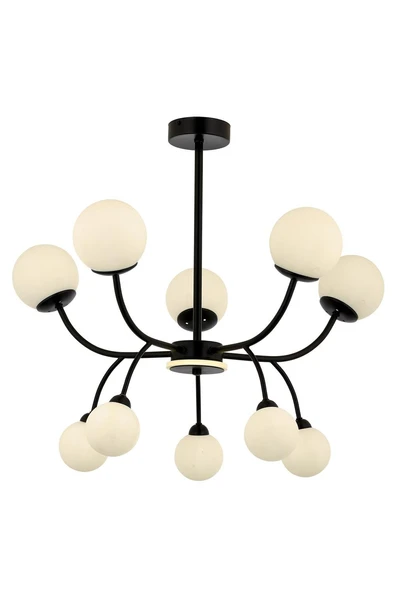 AVONNI AV-60386-10BSY Siyah Boyalı Modern Avize G9 Metal Cam 80cm - 1