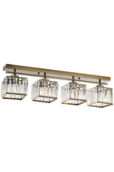 AVONNI AV-60230-4EY Eskitme Kaplama Modern Avize E27 Metal Kristal 80x15cm