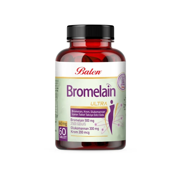 BROMELAIN ULTRA BROMELAIN, KROM, GLUKOMANNAN TABLET 640 Mg * 60 ürün görseli 1
