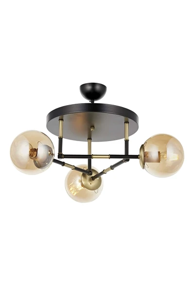 AVONNI AV-60327-3T-BSY Siyah Boyalı Modern Avize E27 Metal Cam 40cm ürün görseli 1