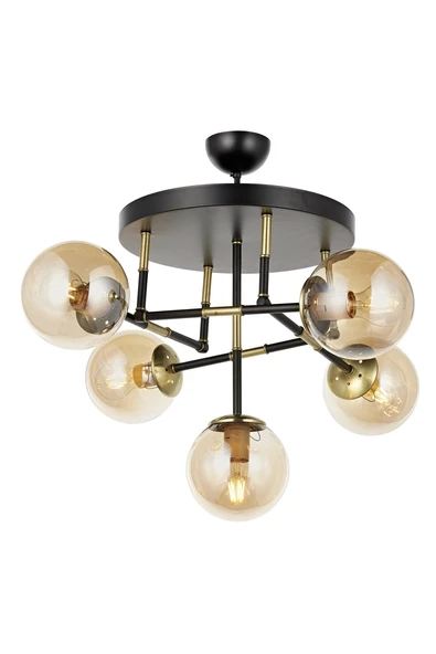 AVONNI AV-60327-5T-BSY Siyah Boyalı Modern Avize E27 Metal Cam 40cm