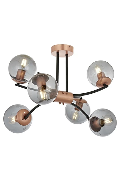 AVONNI AR-60356-6BSY Siyah Boyalı Klasik Avize E14 Metal Cam 32cm