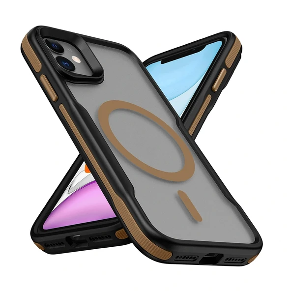 iPhone 11 Kılıf M-safe Şarj Özellikli Renkli Kenar Airbag Şeritli Lamer Kapak ürün görseli