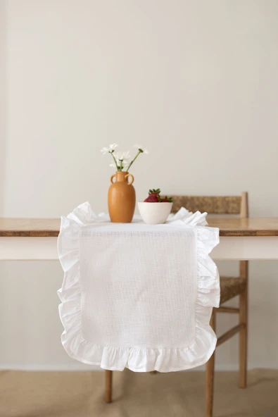 Rufle | Fırfırlı Keten Runner - 9