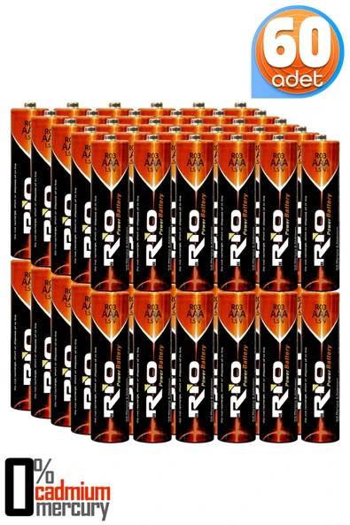 Rio 60lı AAA R03 İnce Kalem Pil Kumanda Pili Çinko Karbon Pil Zn-C 1.5V