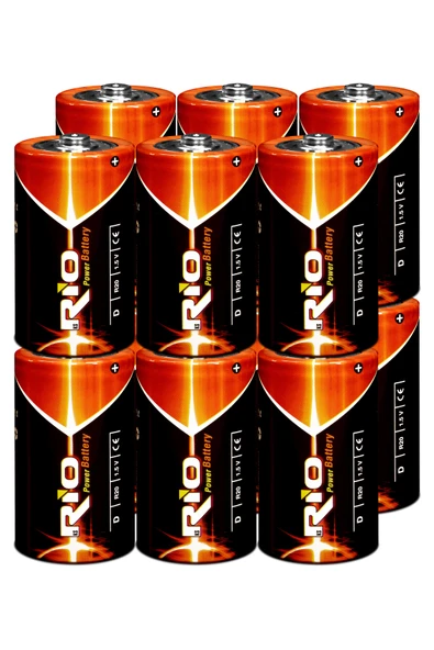 Rio 12li Büyük Boy Pil R20 D-Size Pil D Boy Pil Oyuncak Pili Çinko Karbon Pil Zn-C 1.5 V - 2