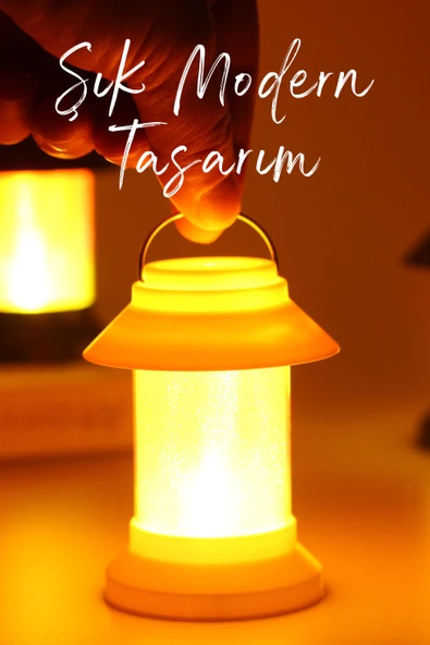 Led Mum Sokak Lambası Tip Kulplu Dumansız Pilli Alevli Dekoratif Yapay Mum Işıldak Beyaz 1036-9 - 8