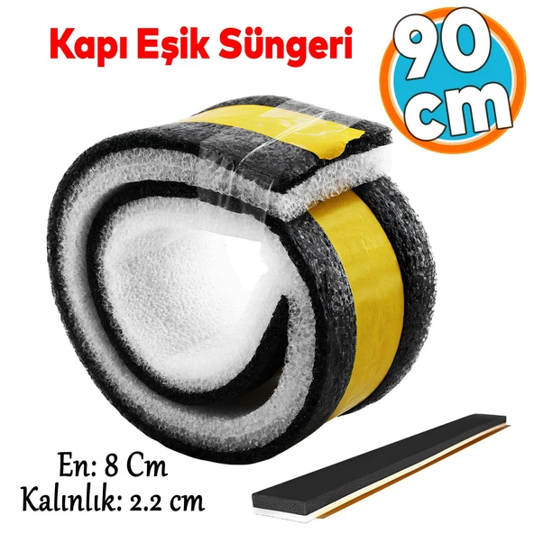 Yapışkanlı Kapı Altı Eşik Süngeri İnce Köpük Soğuk İzolasyon Bandı Fitili Toz Engelleme 90 cm 3 Adet