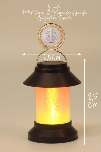 3LÜ Led Mum Sokak Lambası Tip Kulplu Dumansız Pilli Alevli Dekoratif Yapay Mum Işıldak Siyah 1036-9 - 5