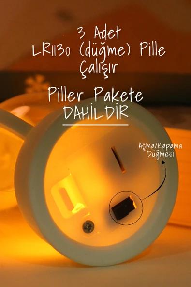 3LÜ Led Mum Kanatlı Melek Tip Dumansız Pilli Alevli Dekoratif Yapay Mum Işıldak Mor 1037-7 - 4
