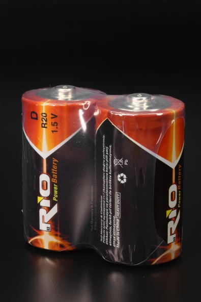 Rio 12li Büyük Boy Pil R20 D-Size Pil D Boy Pil Oyuncak Pili Çinko Karbon Pil Zn-C 1.5 V - 6