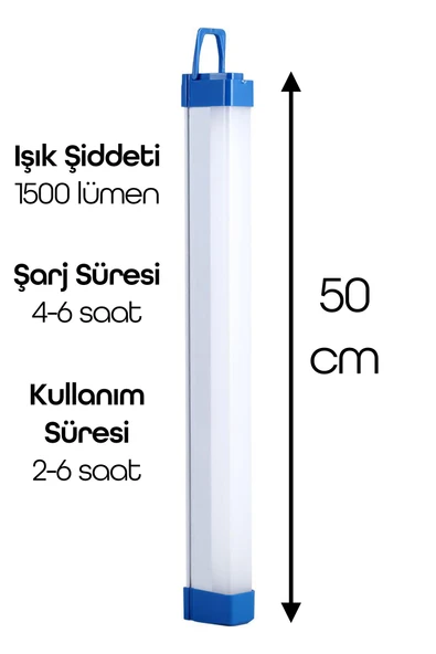 Şarjlı Işıldak Mıknatıslı Kamp Lambası 1500 Lm 3 MOD Elektrikli Acil Durum El Feneri 50cm PR305 - 6