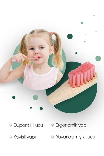 T-brush Vegan Bambu Çocuk Diş Fırçası Yumuşak Pembe - 3