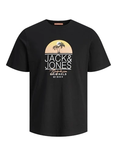 Jack Jones Erkek Jorcasey Tee Yuvarlak Yaka Siyah Tişört 12257130