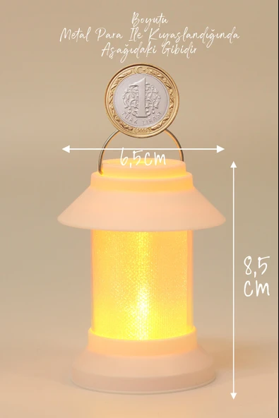 Led Mum Sokak Lambası Tip Kulplu Dumansız Pilli Alevli Dekoratif Yapay Mum Işıldak Beyaz 1036-9 - 5