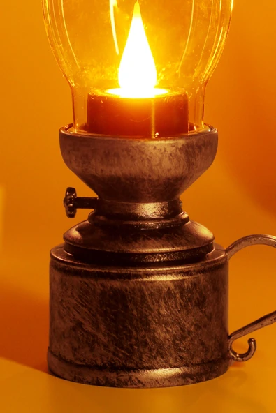 Led Mum Vintage Retro Gaz Lambası Tip Dumansız Pilli Alevli Dekoratif Yapay Mum Işıldak Gümüş 1037-5 - 7