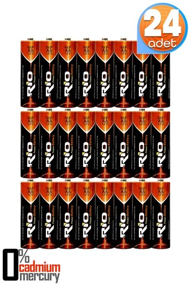 Rio 24lü AA R6P Kalın Kalem Pil Saat Pili Çinko Karbon Pil Zn-C 1.5V