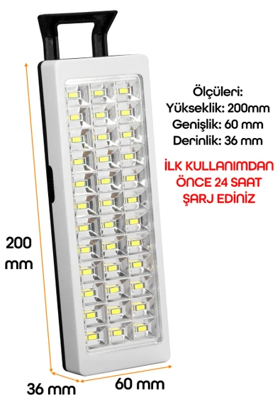 36 LED Şarjlı Işıldak POWER Lambası Otomatik Yanan Fener 2 Kademeli Elektrikli El Feneri 47733 - 4