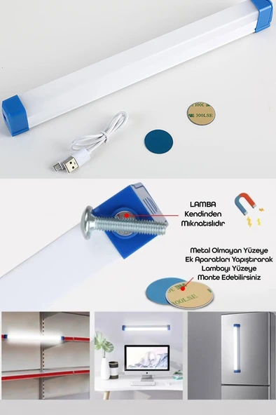 Şarjlı Işıldak Mıknatıslı Kamp Lambası 1500 Lm 3 MOD Elektrikli Acil Durum El Feneri 50cm PR305 - 4