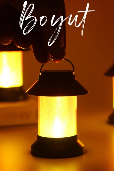 3LÜ Led Mum Sokak Lambası Tip Kulplu Dumansız Pilli Alevli Dekoratif Yapay Mum Işıldak Siyah 1036-9 - 7