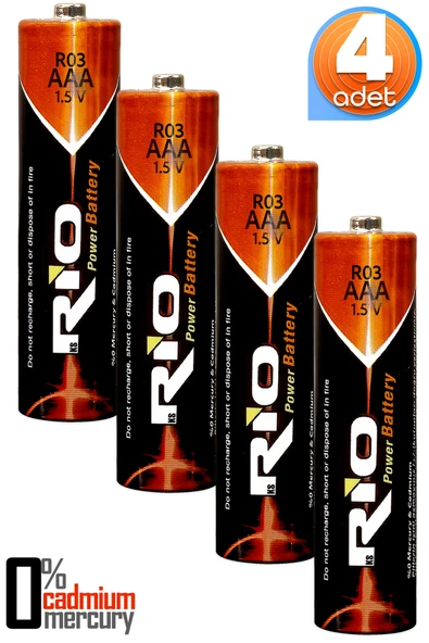 Rio 4lü AAA R03 İnce Kalem Pil Kumanda Pili Çinko Karbon Pil Zn-C 1.5V