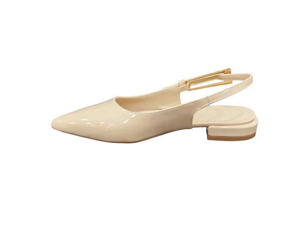 Ventes 924479Z Dar Kalıp Sivri Burun 3 cm Kalın Taban Arkası Açık Tek Bant Kadın Şık Babet Ayakkabı - 2