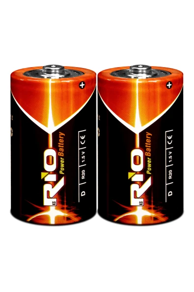 Rio 2li Büyük Boy Pil R20 D-Size Pil D Boy Pil Oyuncak Pili Çinko Karbon Pil Zn-C 1.5 V - 2