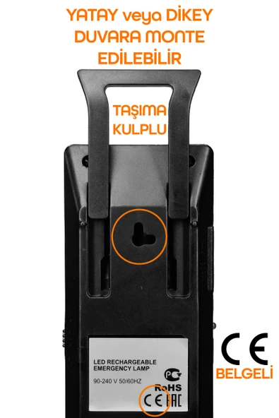 36 LED Şarjlı Işıldak POWER Lambası Otomatik Yanan Fener 2 Kademeli Elektrikli El Feneri 47733 - 6