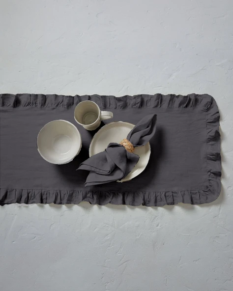 Rufle | Fırfırlı Keten Runner - 4