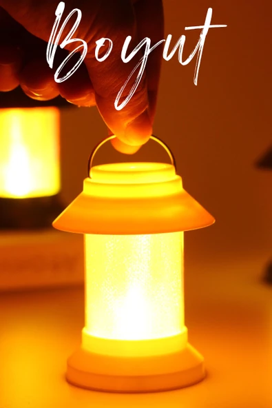 Led Mum Sokak Lambası Tip Kulplu Dumansız Pilli Alevli Dekoratif Yapay Mum Işıldak Beyaz 1036-9 - 7