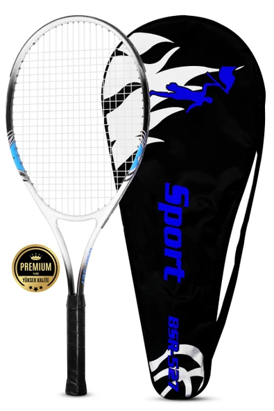 Deluxe 27 İnç Tenis Raketi Çantalı Yetişkin Tennis Racket L2 Grip 68 cm Mavi 527