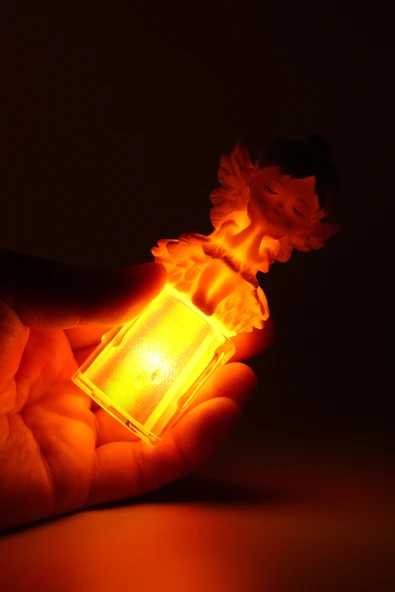 3LÜ Led Mum Kanatlı Melek Tip Dumansız Pilli Alevli Dekoratif Yapay Mum Işıldak Mor 1037-7 - 8