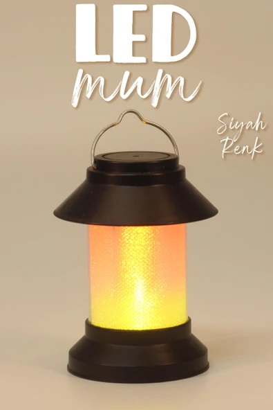 3LÜ Led Mum Sokak Lambası Tip Kulplu Dumansız Pilli Alevli Dekoratif Yapay Mum Işıldak Siyah 1036-9 - 2