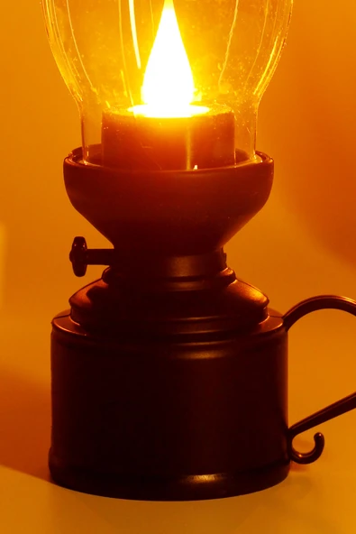 Led Mum Vintage Retro Gaz Lambası Tip Dumansız Pilli Alevli Dekoratif Yapay Mum Işıldak Siyah 1037-5 - 7