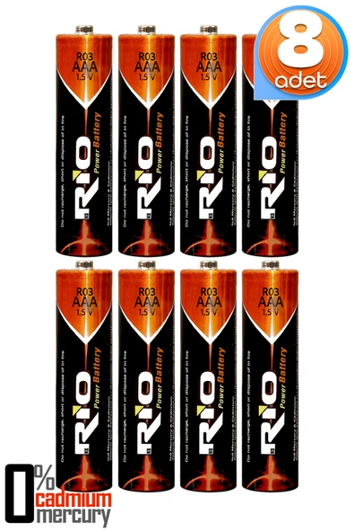 Rio 8li AAA R03 İnce Kalem Pil Kumanda Pili Çinko Karbon Pil Zn-C 1.5V